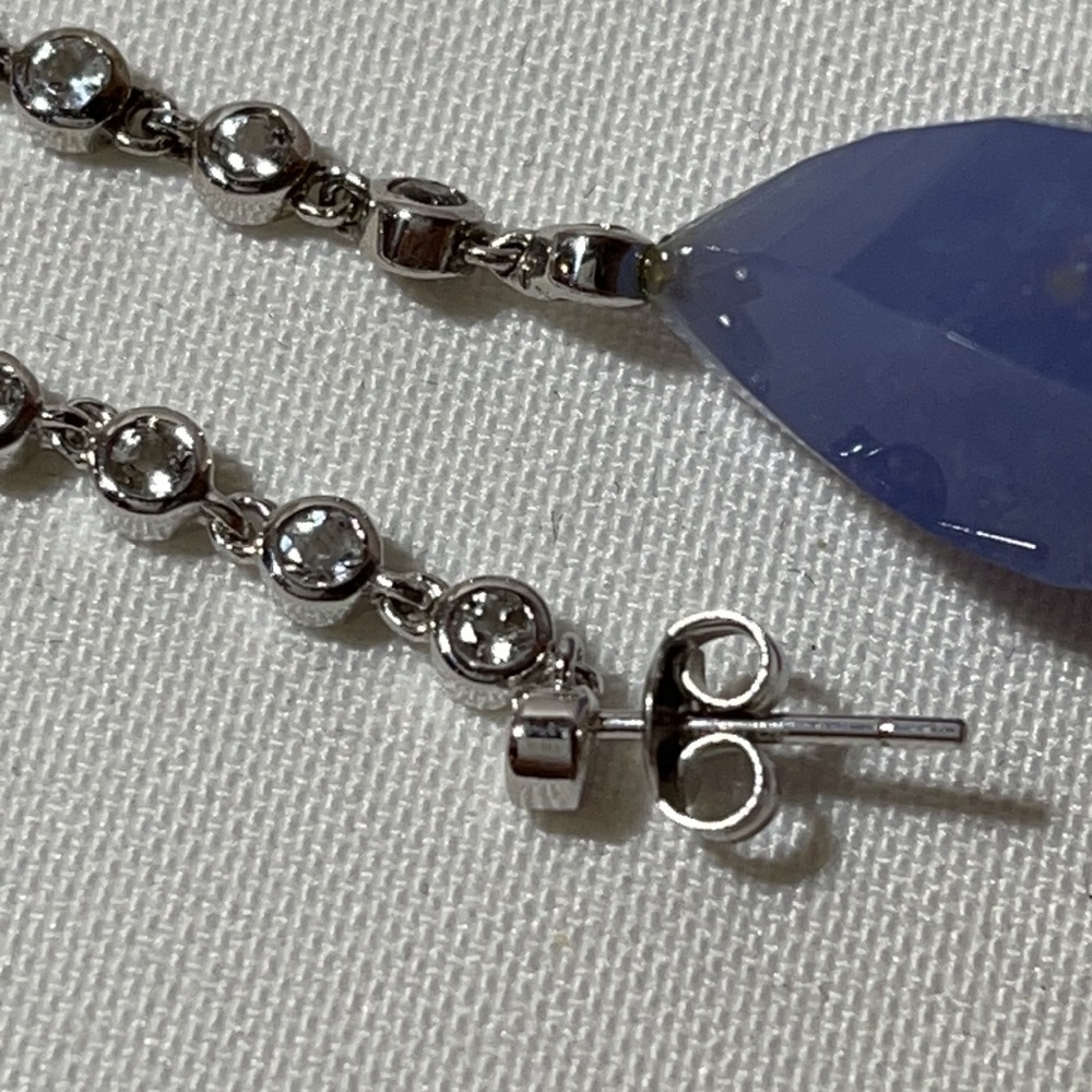 Vintage Blue Agate Dangle Earrings